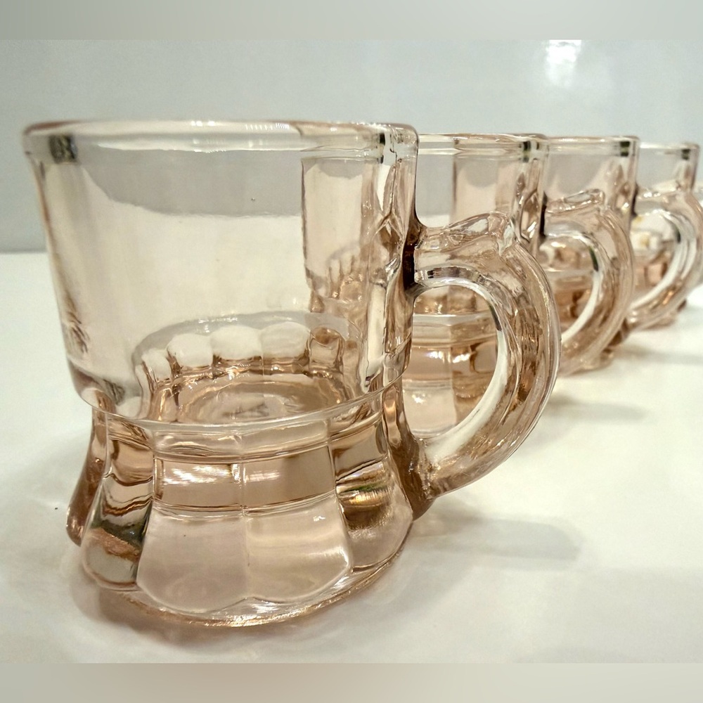 Set of 4 Pink Depression Glass Mini Mugs – Multi-Purpose Holders